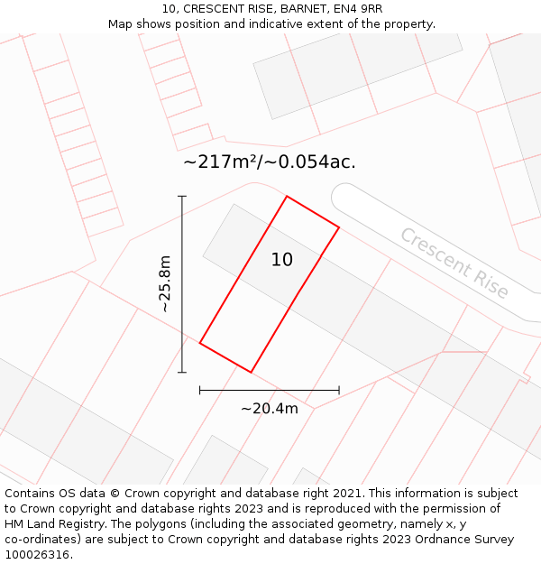 10, CRESCENT RISE, BARNET, EN4 9RR: Plot and title map