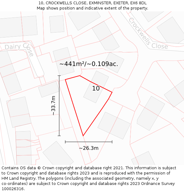 10, CROCKWELLS CLOSE, EXMINSTER, EXETER, EX6 8DL: Plot and title map