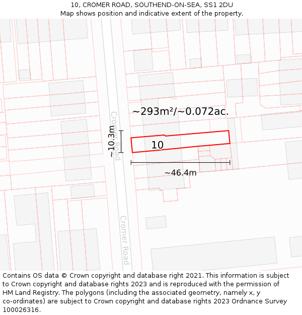 10, CROMER ROAD, SOUTHEND-ON-SEA, SS1 2DU: Plot and title map