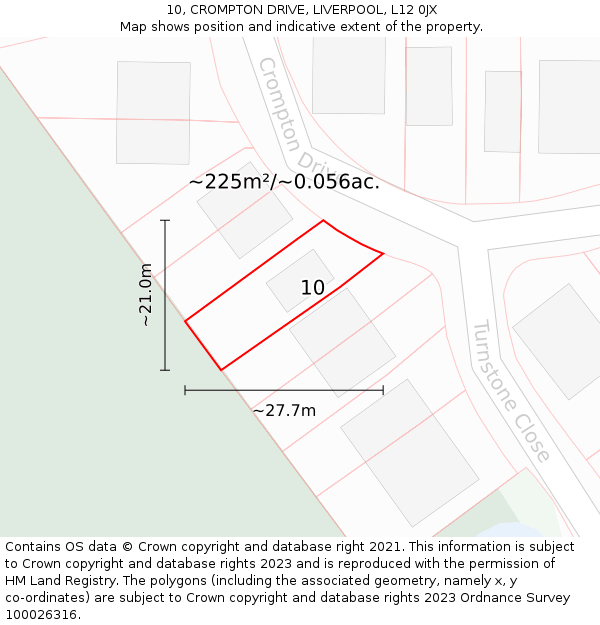 10, CROMPTON DRIVE, LIVERPOOL, L12 0JX: Plot and title map