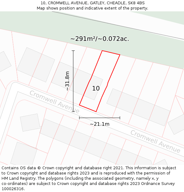 10, CROMWELL AVENUE, GATLEY, CHEADLE, SK8 4BS: Plot and title map