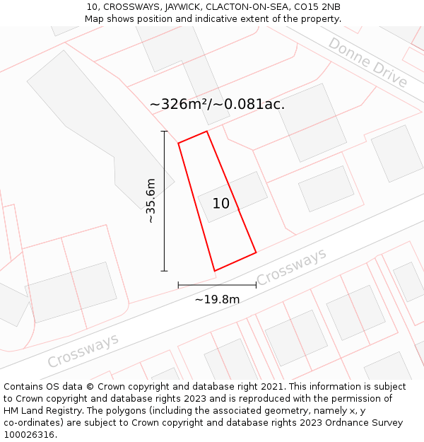10, CROSSWAYS, JAYWICK, CLACTON-ON-SEA, CO15 2NB: Plot and title map