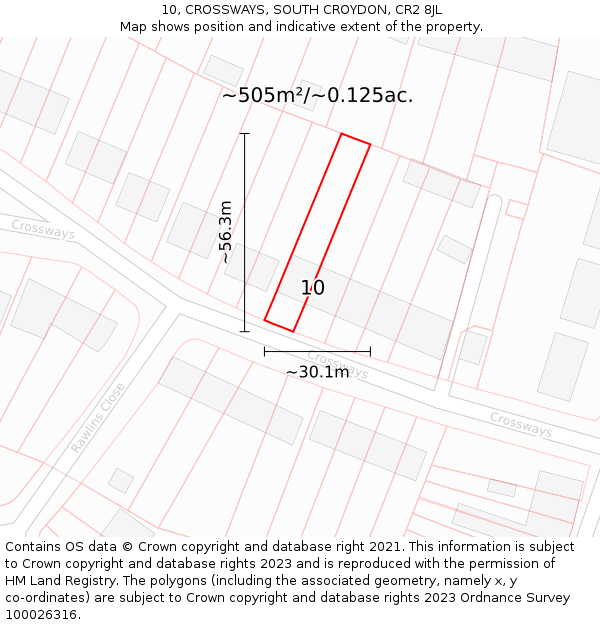 10, CROSSWAYS, SOUTH CROYDON, CR2 8JL: Plot and title map