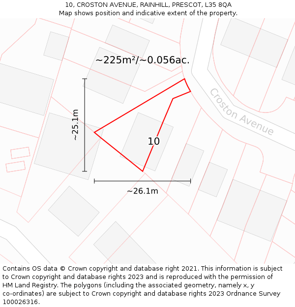 10, CROSTON AVENUE, RAINHILL, PRESCOT, L35 8QA: Plot and title map