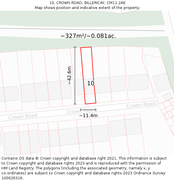 10, CROWN ROAD, BILLERICAY, CM11 2AE: Plot and title map