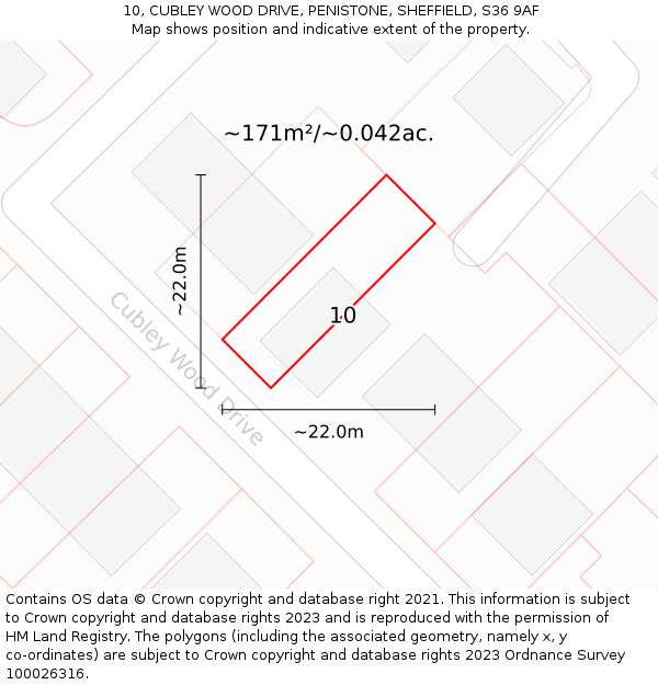 10, CUBLEY WOOD DRIVE, PENISTONE, SHEFFIELD, S36 9AF: Plot and title map