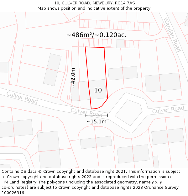 10, CULVER ROAD, NEWBURY, RG14 7AS: Plot and title map
