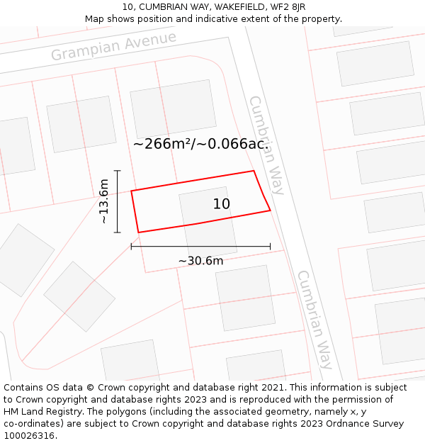 10, CUMBRIAN WAY, WAKEFIELD, WF2 8JR: Plot and title map