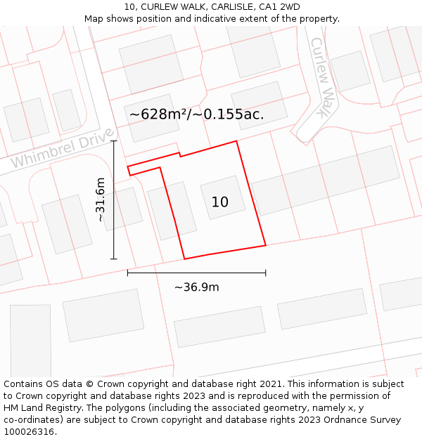 10, CURLEW WALK, CARLISLE, CA1 2WD: Plot and title map