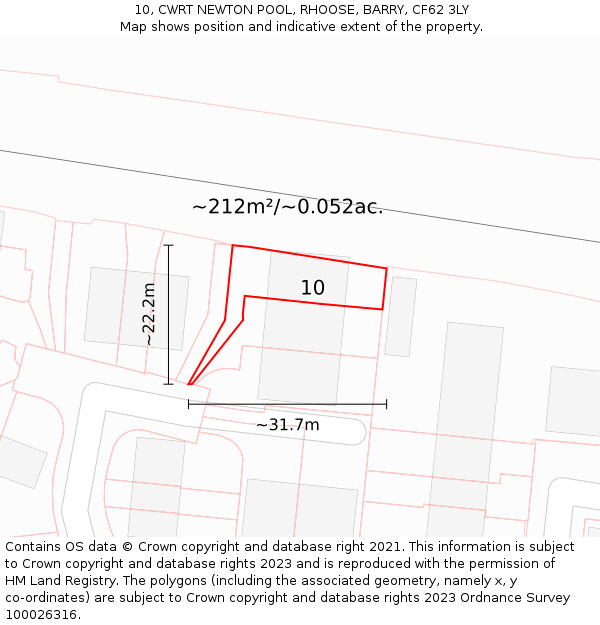 10, CWRT NEWTON POOL, RHOOSE, BARRY, CF62 3LY: Plot and title map