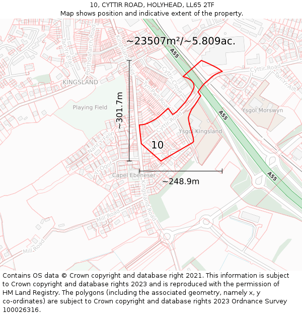 10, CYTTIR ROAD, HOLYHEAD, LL65 2TF: Plot and title map