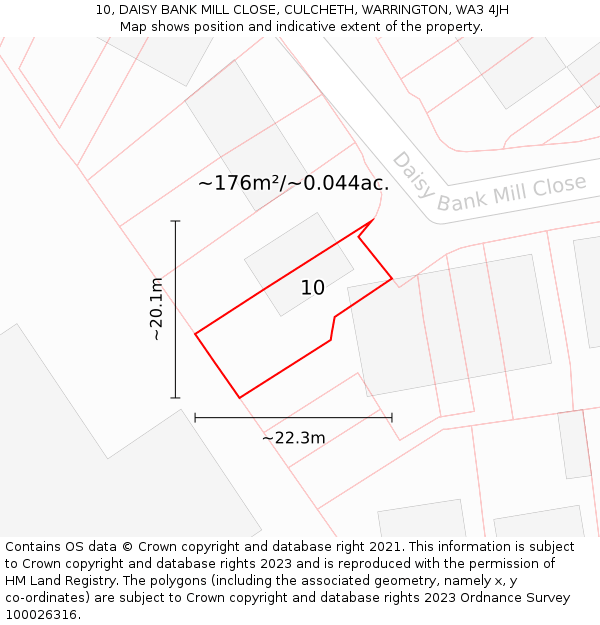 10, DAISY BANK MILL CLOSE, CULCHETH, WARRINGTON, WA3 4JH: Plot and title map
