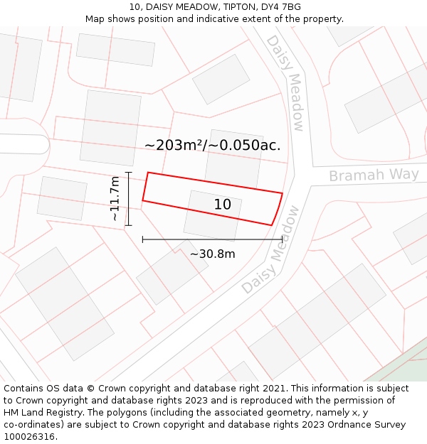 10, DAISY MEADOW, TIPTON, DY4 7BG: Plot and title map