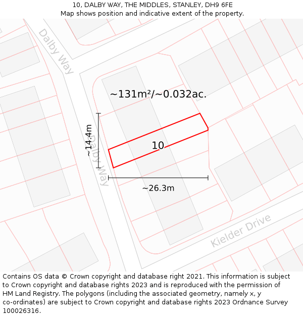 10, DALBY WAY, THE MIDDLES, STANLEY, DH9 6FE: Plot and title map