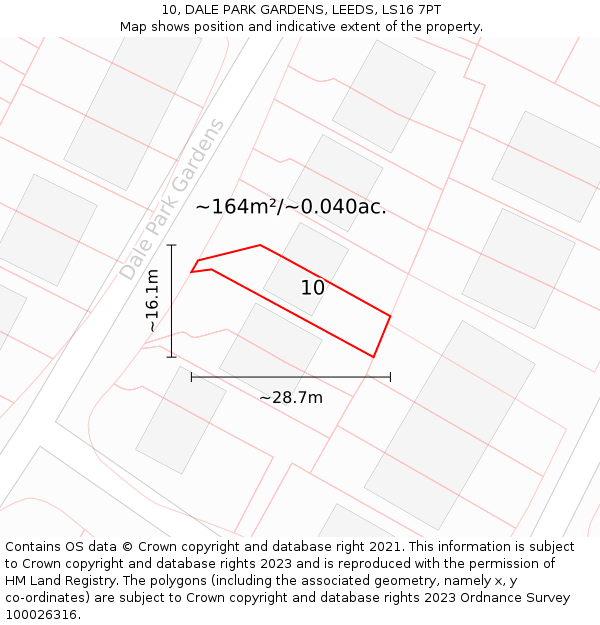 10, DALE PARK GARDENS, LEEDS, LS16 7PT: Plot and title map