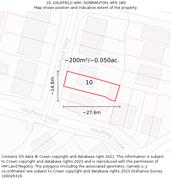 10, DALEFIELD WAY, NORMANTON, WF6 1BS: Plot and title map