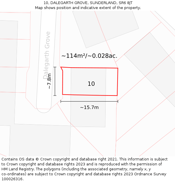 10, DALEGARTH GROVE, SUNDERLAND, SR6 8JT: Plot and title map