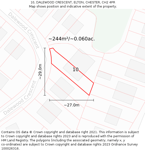 10, DALEWOOD CRESCENT, ELTON, CHESTER, CH2 4PR: Plot and title map