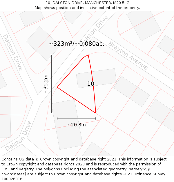 10, DALSTON DRIVE, MANCHESTER, M20 5LG: Plot and title map