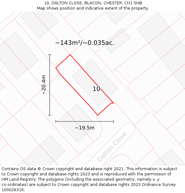 10, DALTON CLOSE, BLACON, CHESTER, CH1 5NB: Plot and title map
