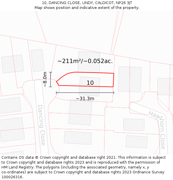 10, DANCING CLOSE, UNDY, CALDICOT, NP26 3JT: Plot and title map
