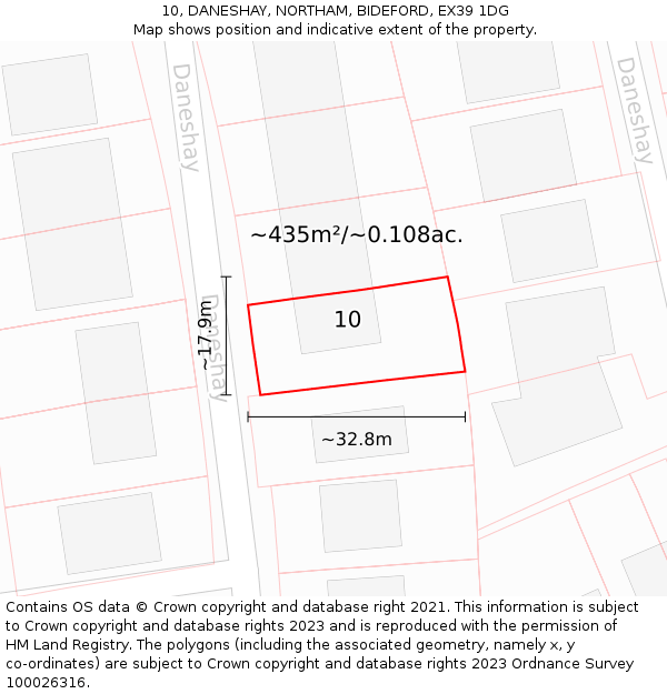 10, DANESHAY, NORTHAM, BIDEFORD, EX39 1DG: Plot and title map