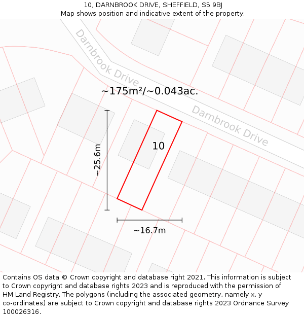 10, DARNBROOK DRIVE, SHEFFIELD, S5 9BJ: Plot and title map