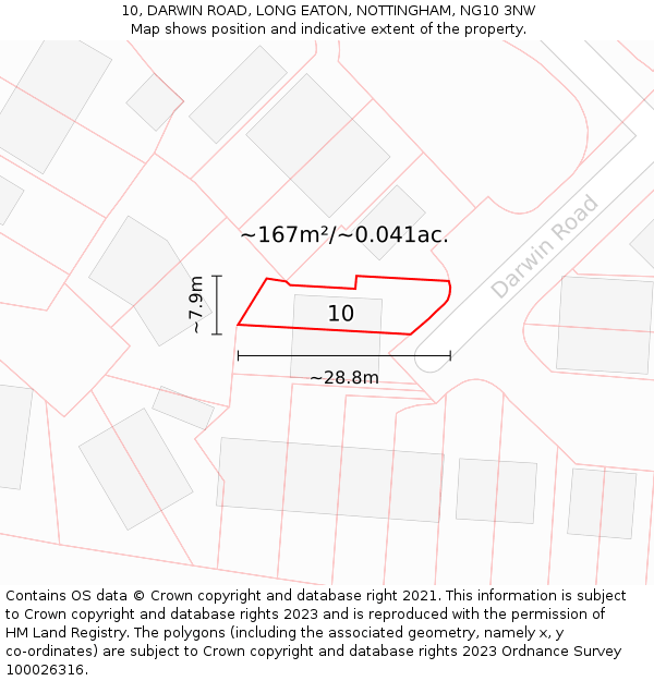 10, DARWIN ROAD, LONG EATON, NOTTINGHAM, NG10 3NW: Plot and title map
