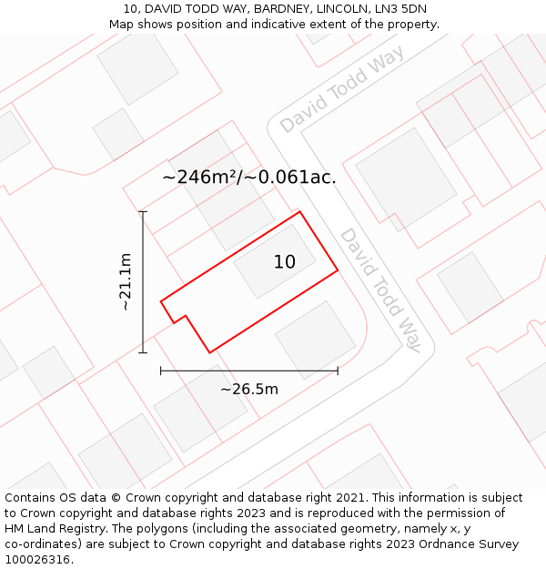 10, DAVID TODD WAY, BARDNEY, LINCOLN, LN3 5DN: Plot and title map