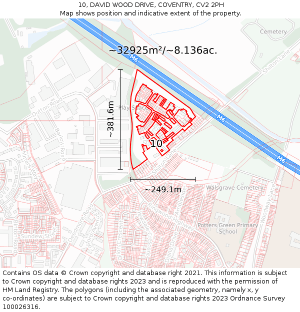10, DAVID WOOD DRIVE, COVENTRY, CV2 2PH: Plot and title map