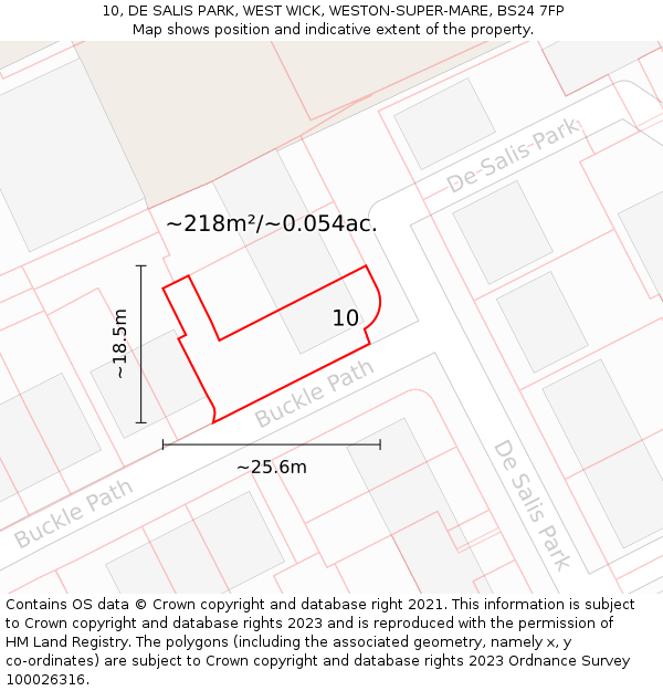 10, DE SALIS PARK, WEST WICK, WESTON-SUPER-MARE, BS24 7FP: Plot and title map