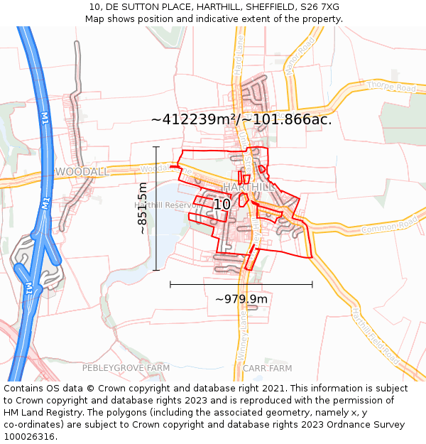 10, DE SUTTON PLACE, HARTHILL, SHEFFIELD, S26 7XG: Plot and title map
