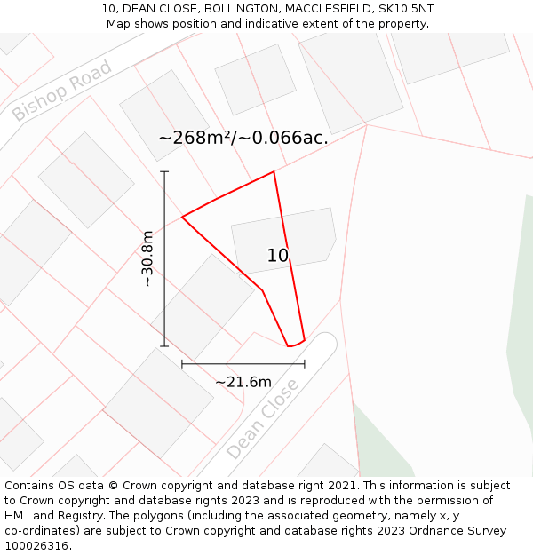 10, DEAN CLOSE, BOLLINGTON, MACCLESFIELD, SK10 5NT: Plot and title map