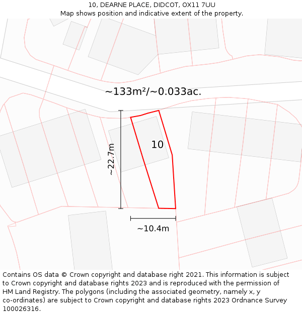 10, DEARNE PLACE, DIDCOT, OX11 7UU: Plot and title map