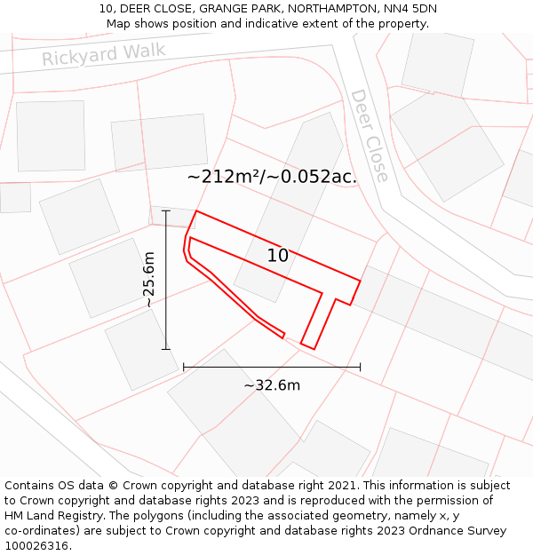 10, DEER CLOSE, GRANGE PARK, NORTHAMPTON, NN4 5DN: Plot and title map