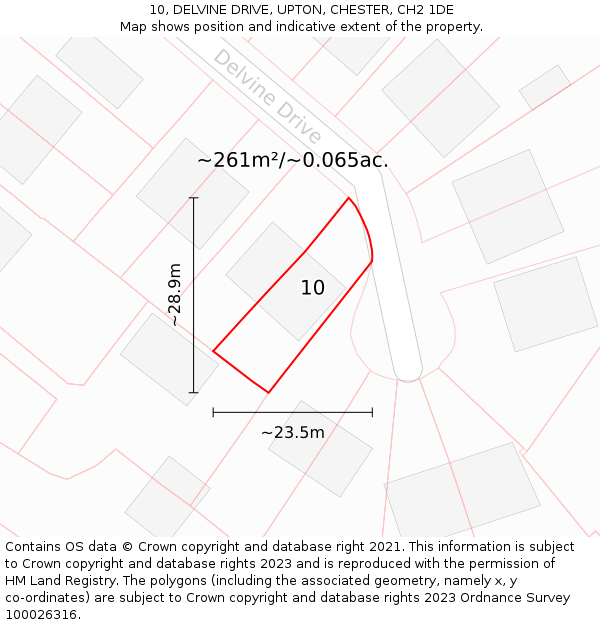 10, DELVINE DRIVE, UPTON, CHESTER, CH2 1DE: Plot and title map