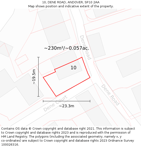 10, DENE ROAD, ANDOVER, SP10 2AA: Plot and title map