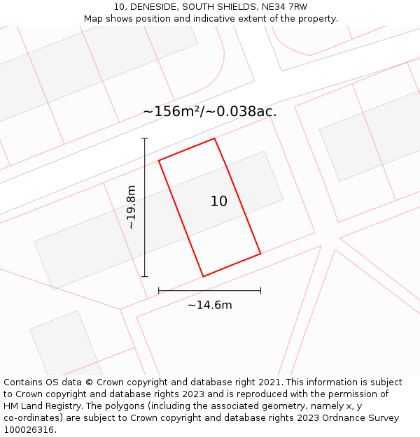 10, DENESIDE, SOUTH SHIELDS, NE34 7RW: Plot and title map