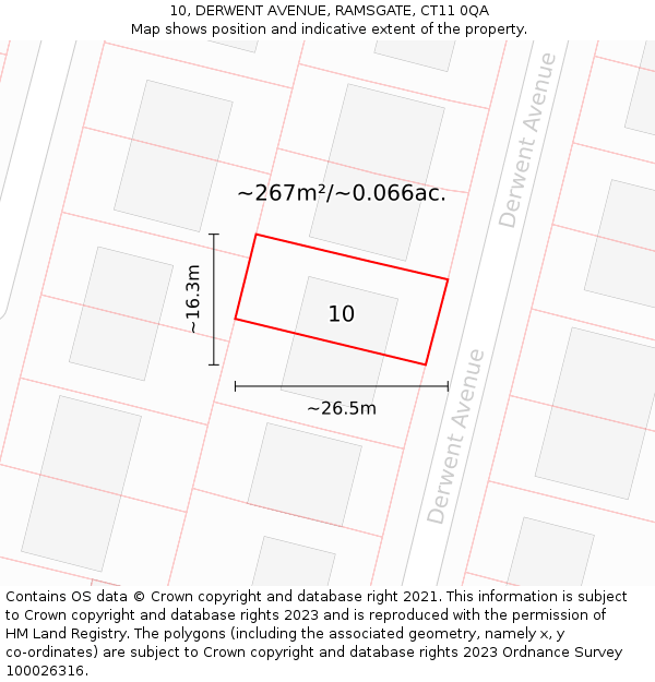 10, DERWENT AVENUE, RAMSGATE, CT11 0QA: Plot and title map