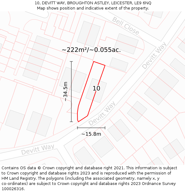 10, DEVITT WAY, BROUGHTON ASTLEY, LEICESTER, LE9 6NQ: Plot and title map