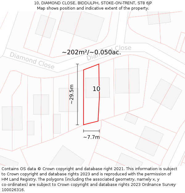 10, DIAMOND CLOSE, BIDDULPH, STOKE-ON-TRENT, ST8 6JP: Plot and title map