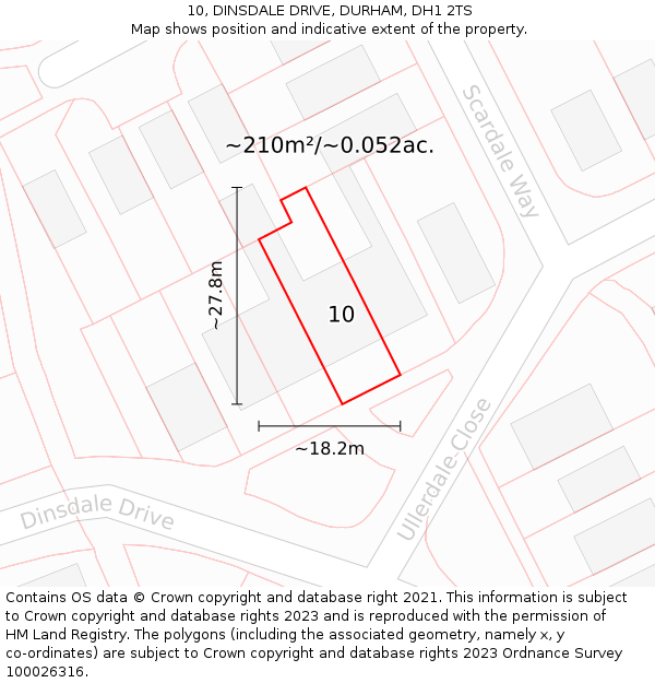 10, DINSDALE DRIVE, DURHAM, DH1 2TS: Plot and title map