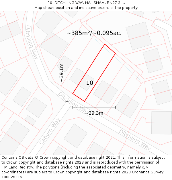 10, DITCHLING WAY, HAILSHAM, BN27 3LU: Plot and title map