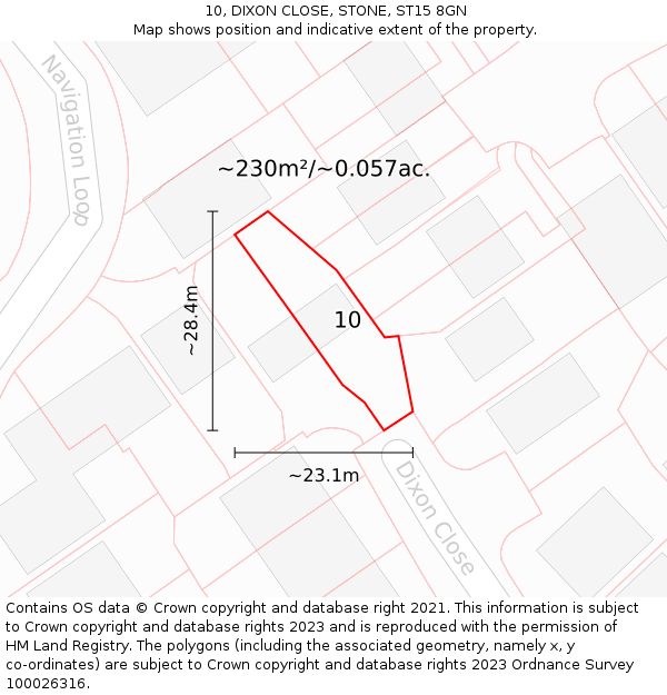10, DIXON CLOSE, STONE, ST15 8GN: Plot and title map