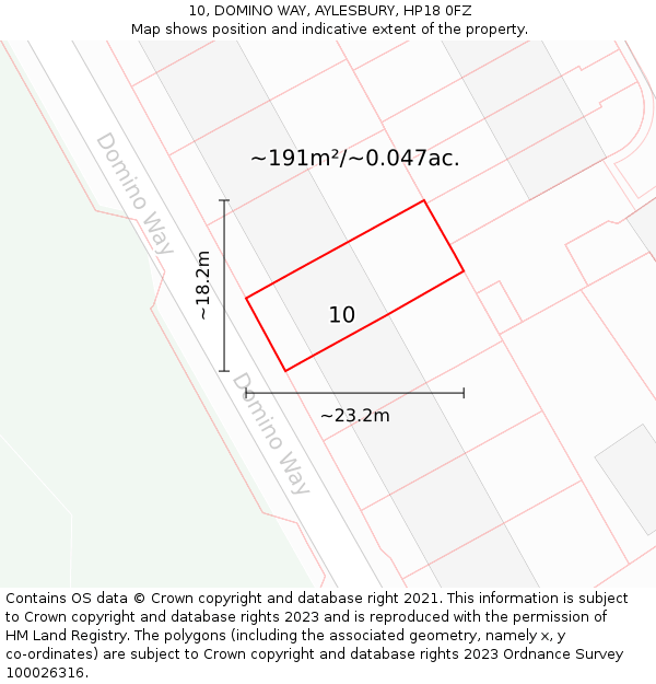 10, DOMINO WAY, AYLESBURY, HP18 0FZ: Plot and title map