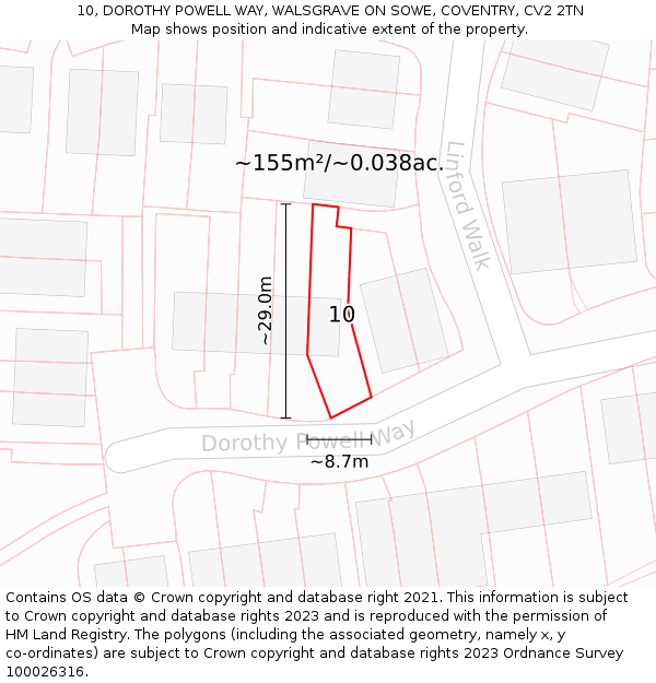10, DOROTHY POWELL WAY, WALSGRAVE ON SOWE, COVENTRY, CV2 2TN: Plot and title map