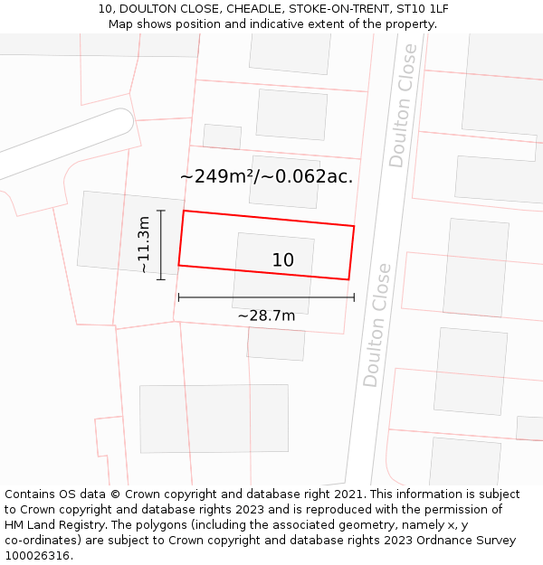 10, DOULTON CLOSE, CHEADLE, STOKE-ON-TRENT, ST10 1LF: Plot and title map