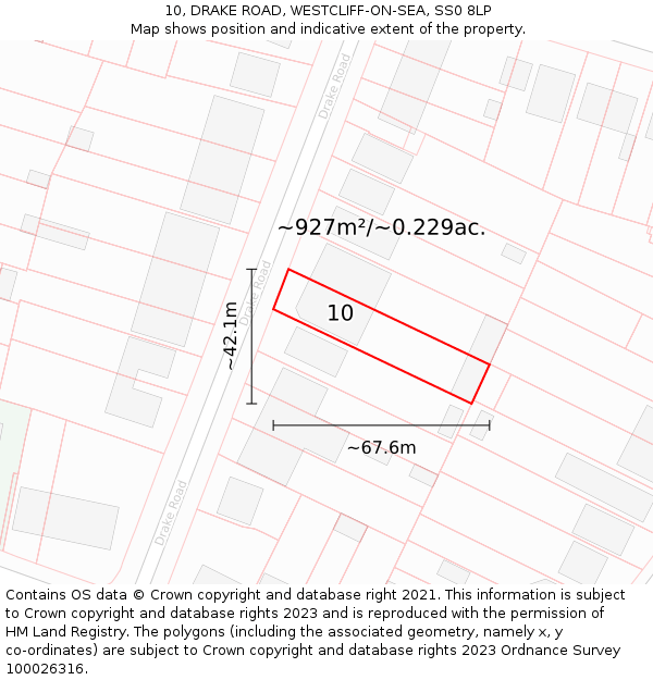 10, DRAKE ROAD, WESTCLIFF-ON-SEA, SS0 8LP: Plot and title map