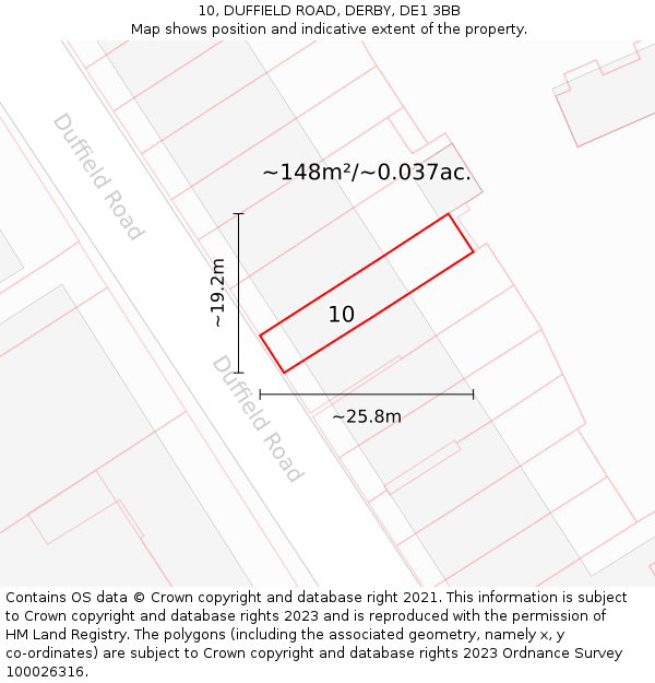 10, DUFFIELD ROAD, DERBY, DE1 3BB: Plot and title map