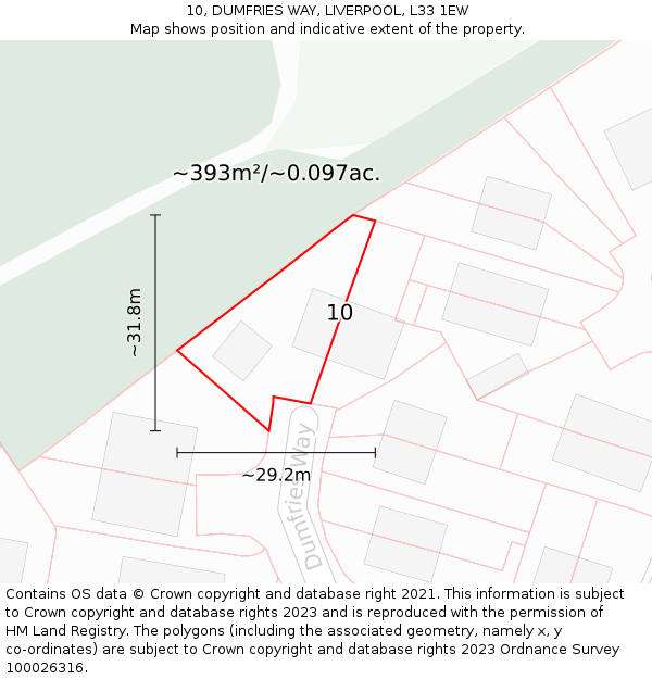 10, DUMFRIES WAY, LIVERPOOL, L33 1EW: Plot and title map